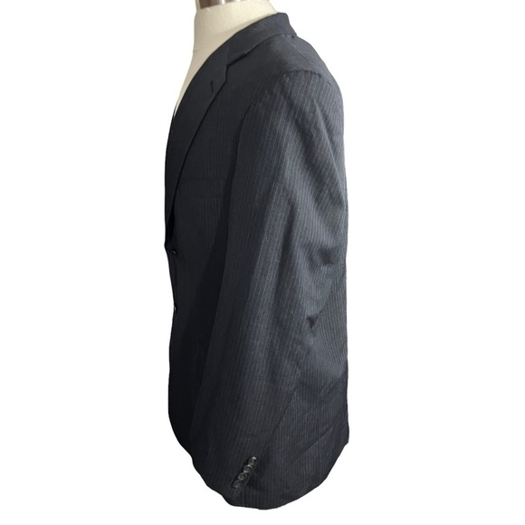 Ralph Ralph Lauren Black & Grey Penstriped Wool Cashmere Suit Jacket Sz 44R EUC - Picture 3 of 12